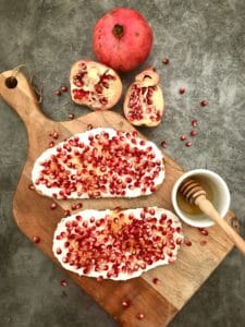 Labneh Toast with Pomegranate Seeds