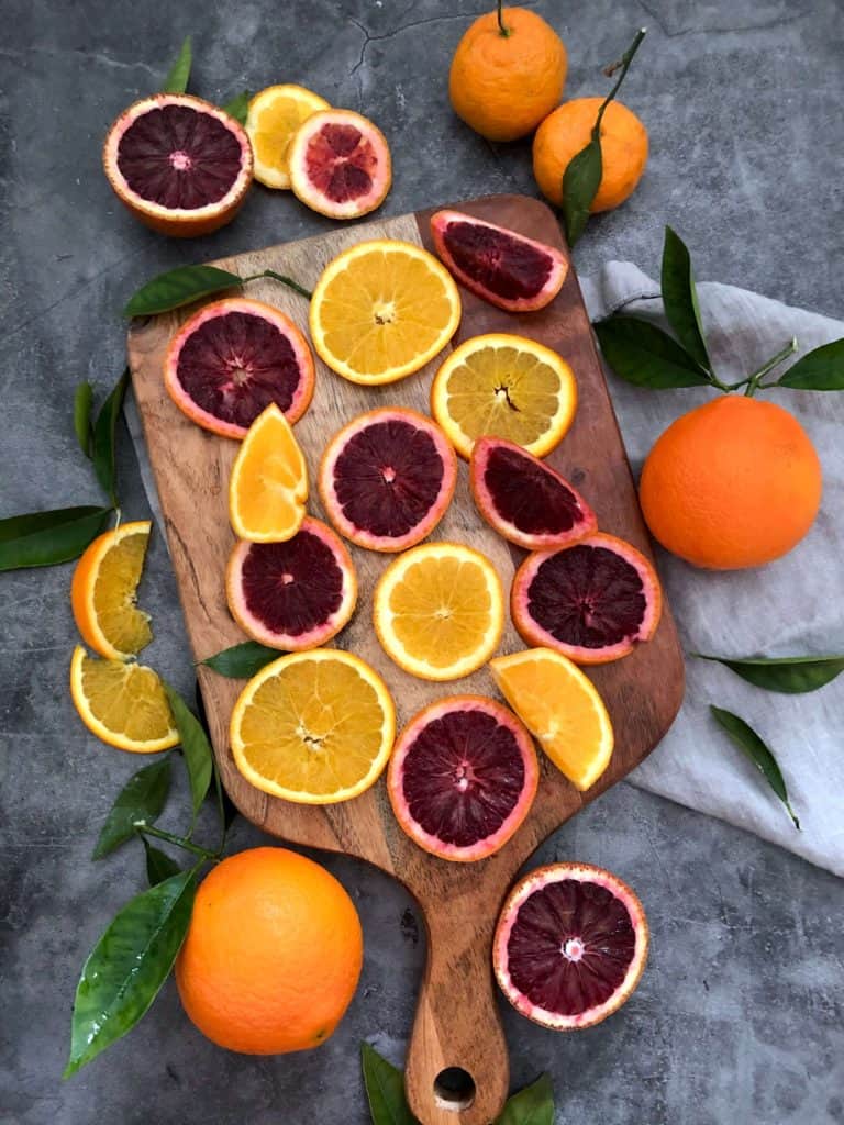 sliced oranges   & blood oranges 