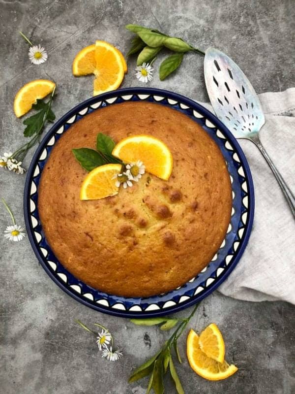 mother’s orange cake on serving dish