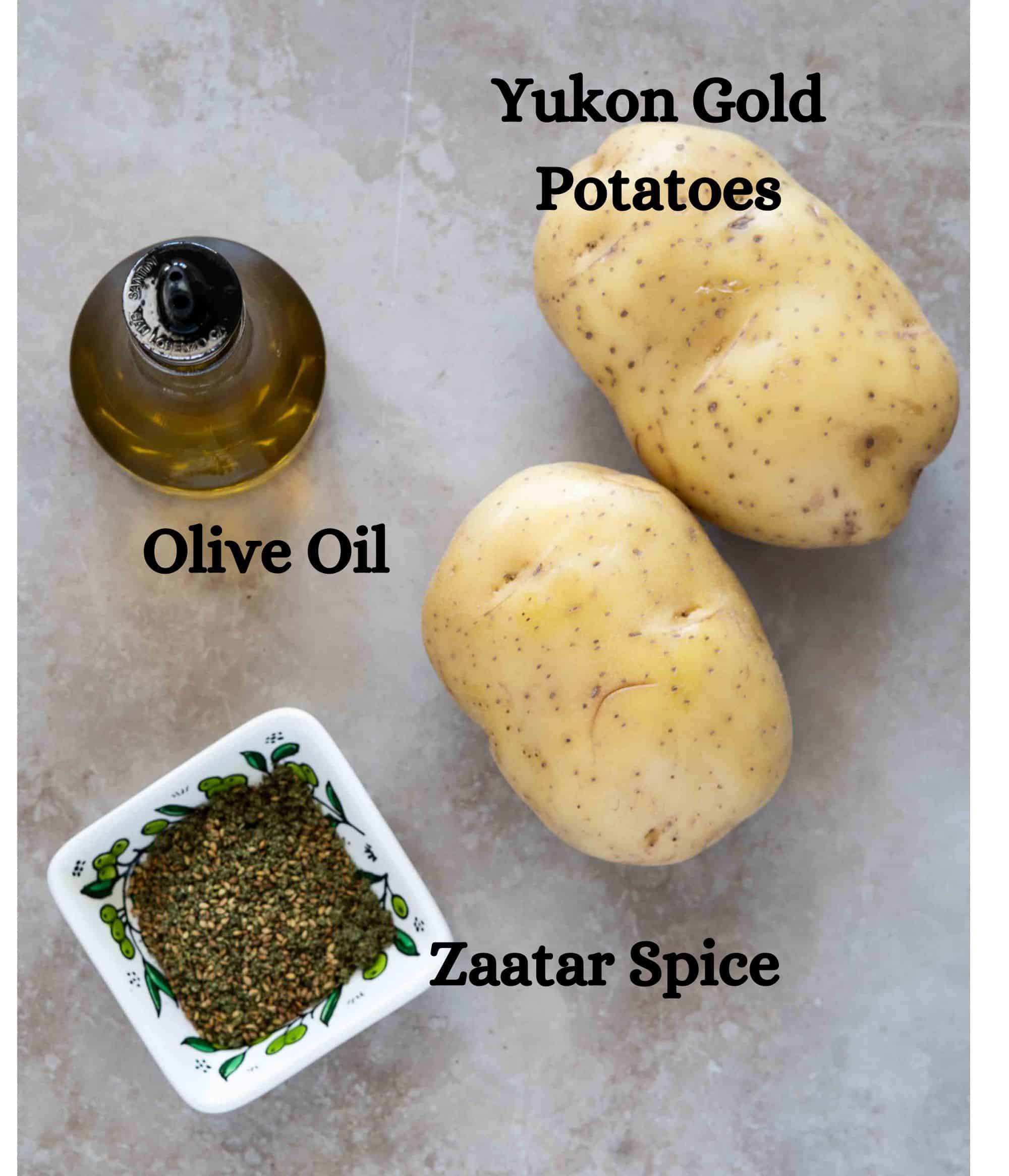 Zaatar Fries Ingredients: Yukon gold potatoes, olive oil and zaatar spice