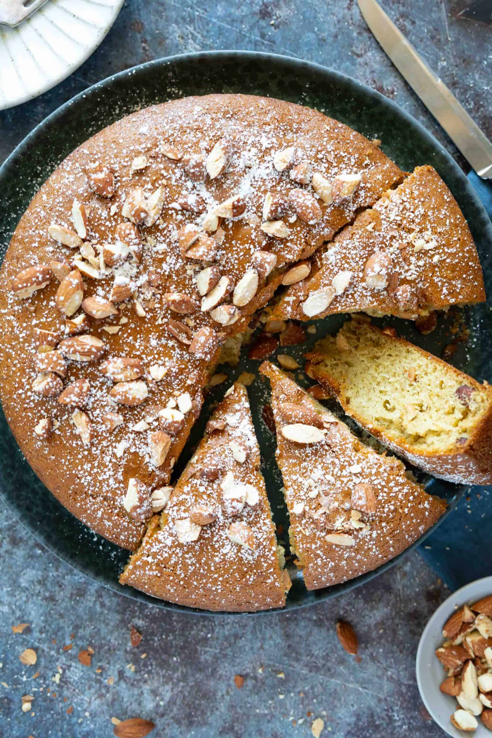 cardamom cake half sliced - close up photo