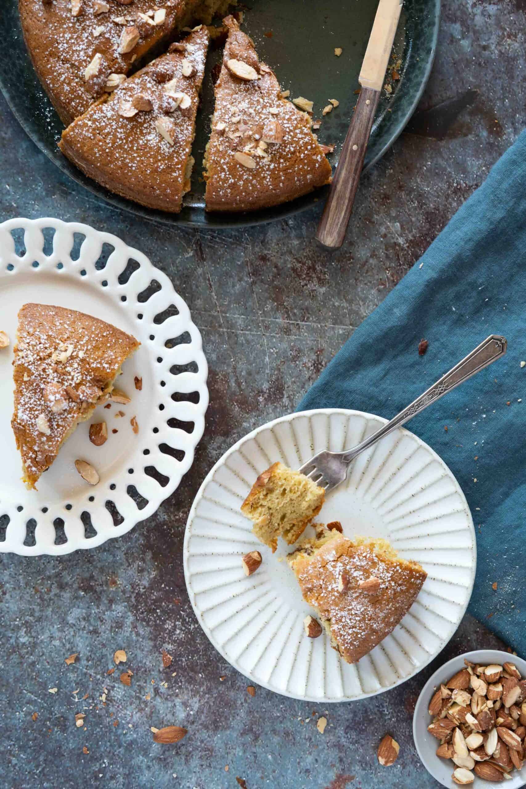 cardamom cake 2 slices each on a plate