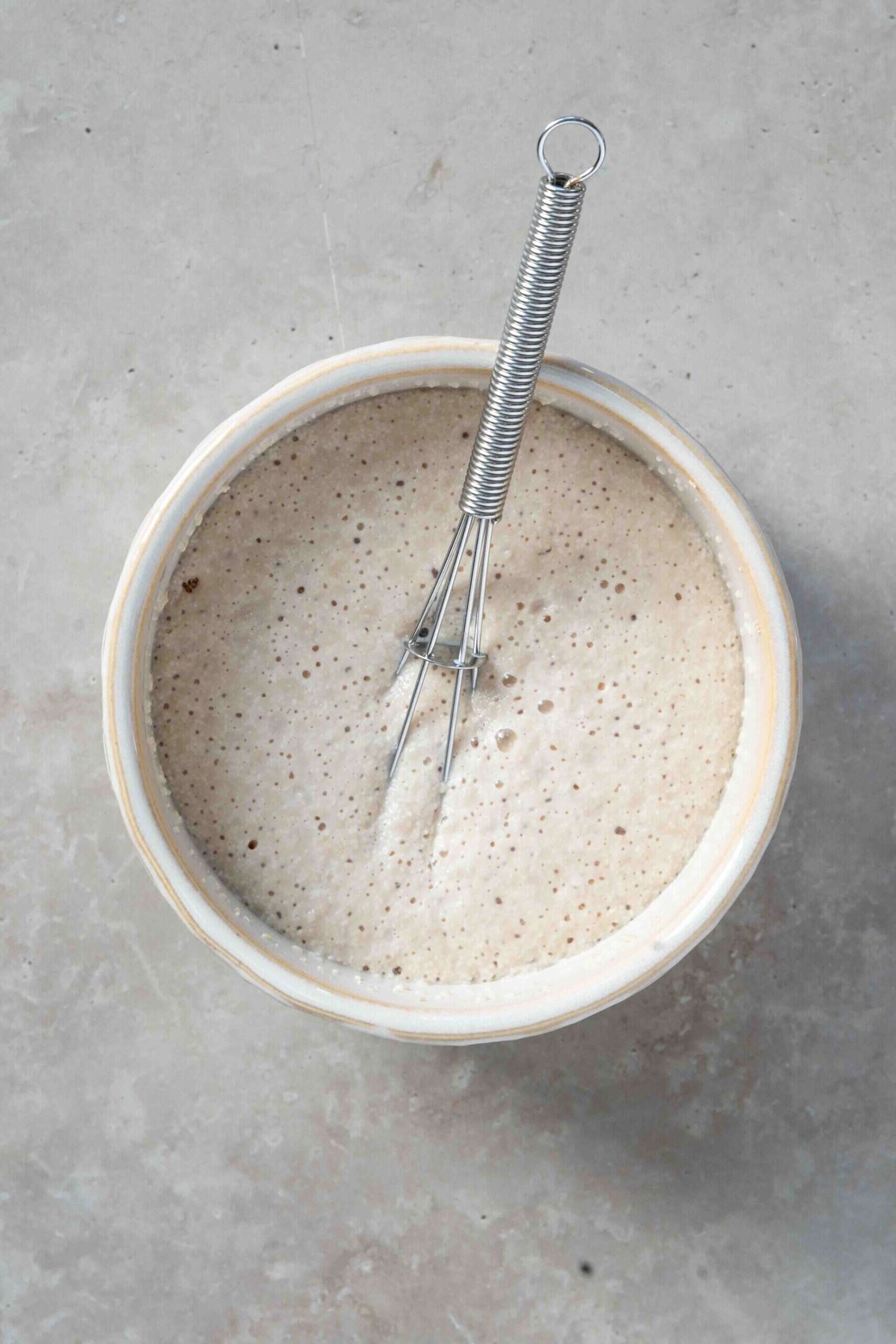 Instant yeast mixed with sugar and warm milk after 5 minutes resting.