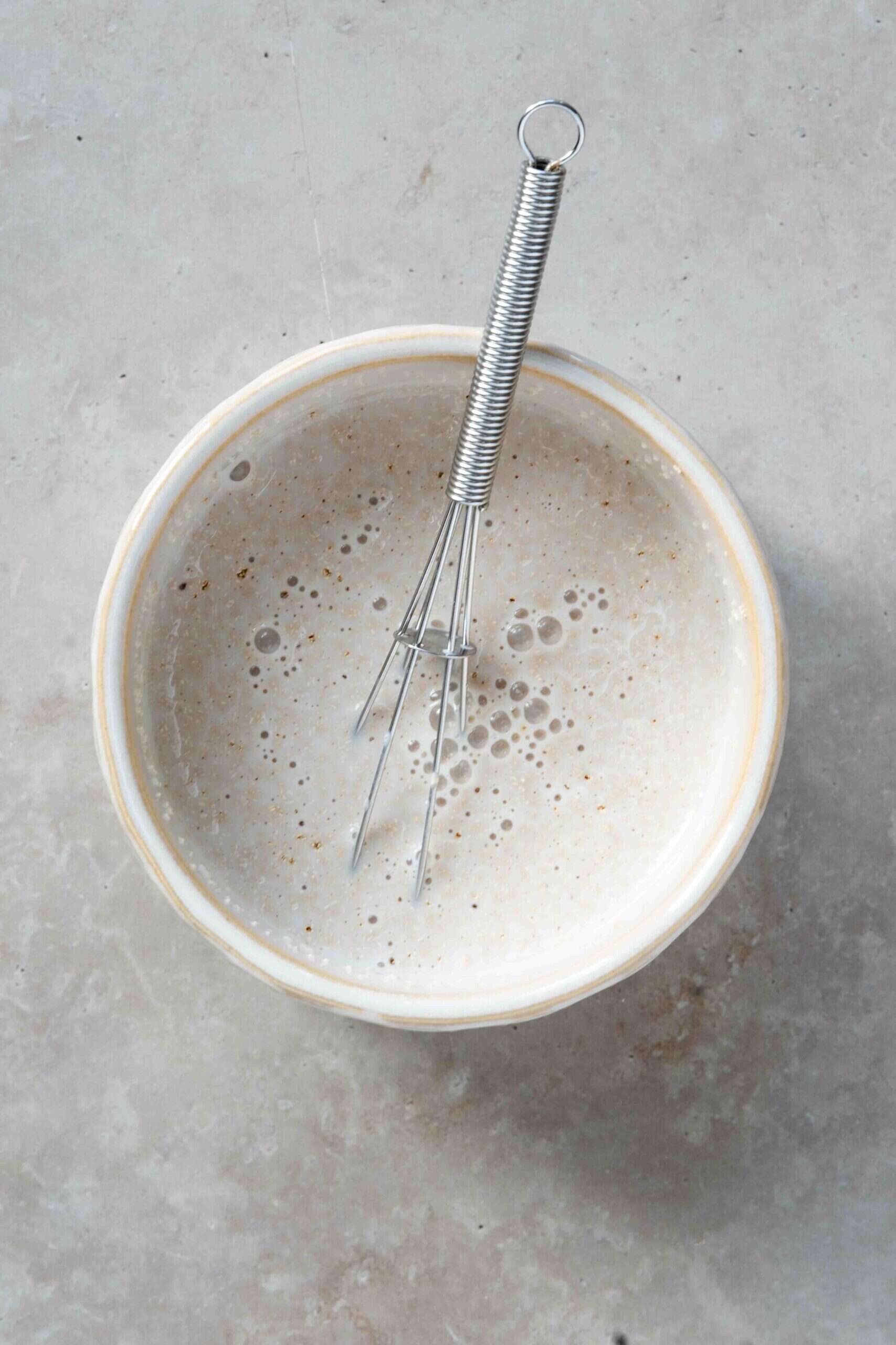 Instant yeast mixed with sugar and warm milk.