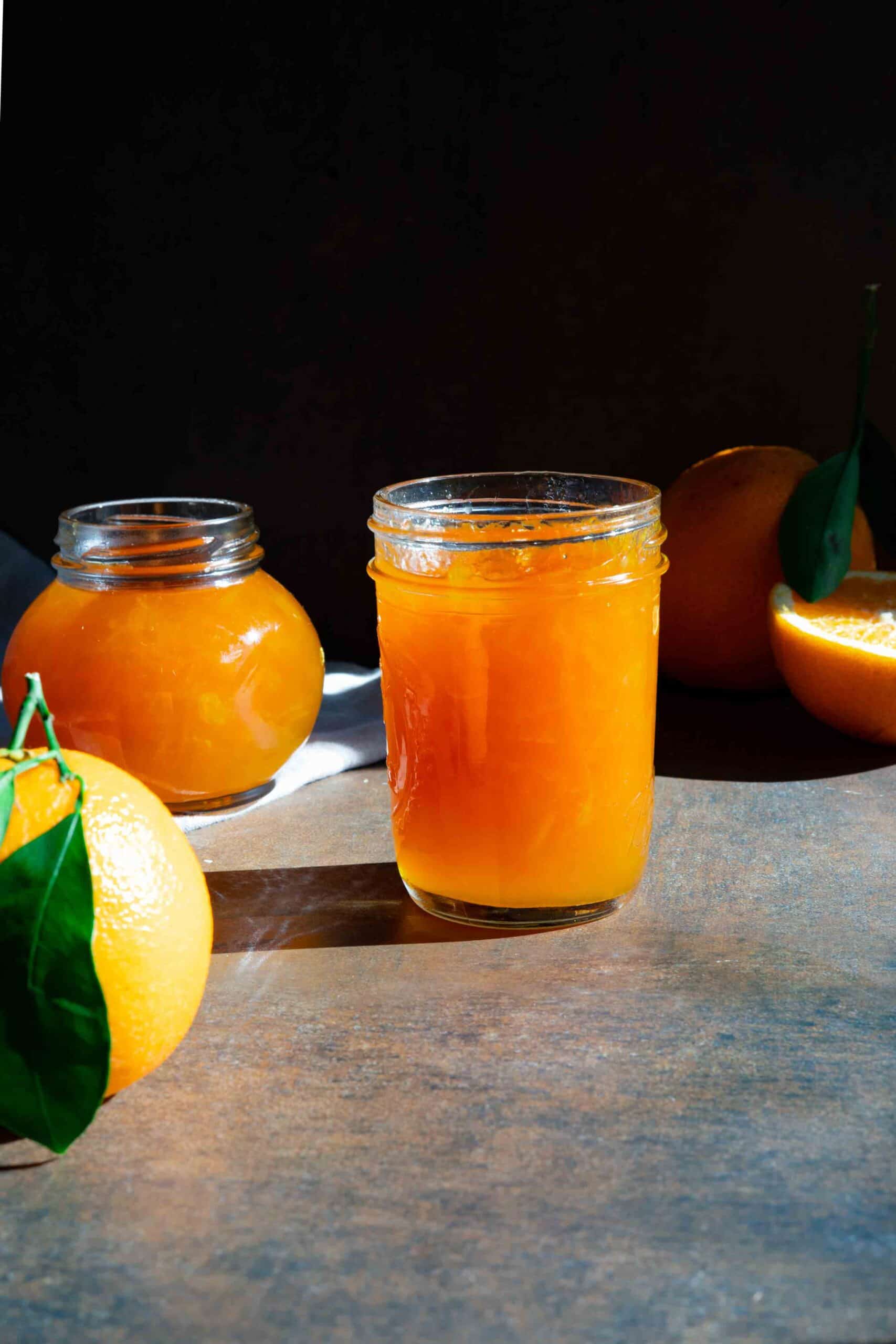 a jar filled with orange jam