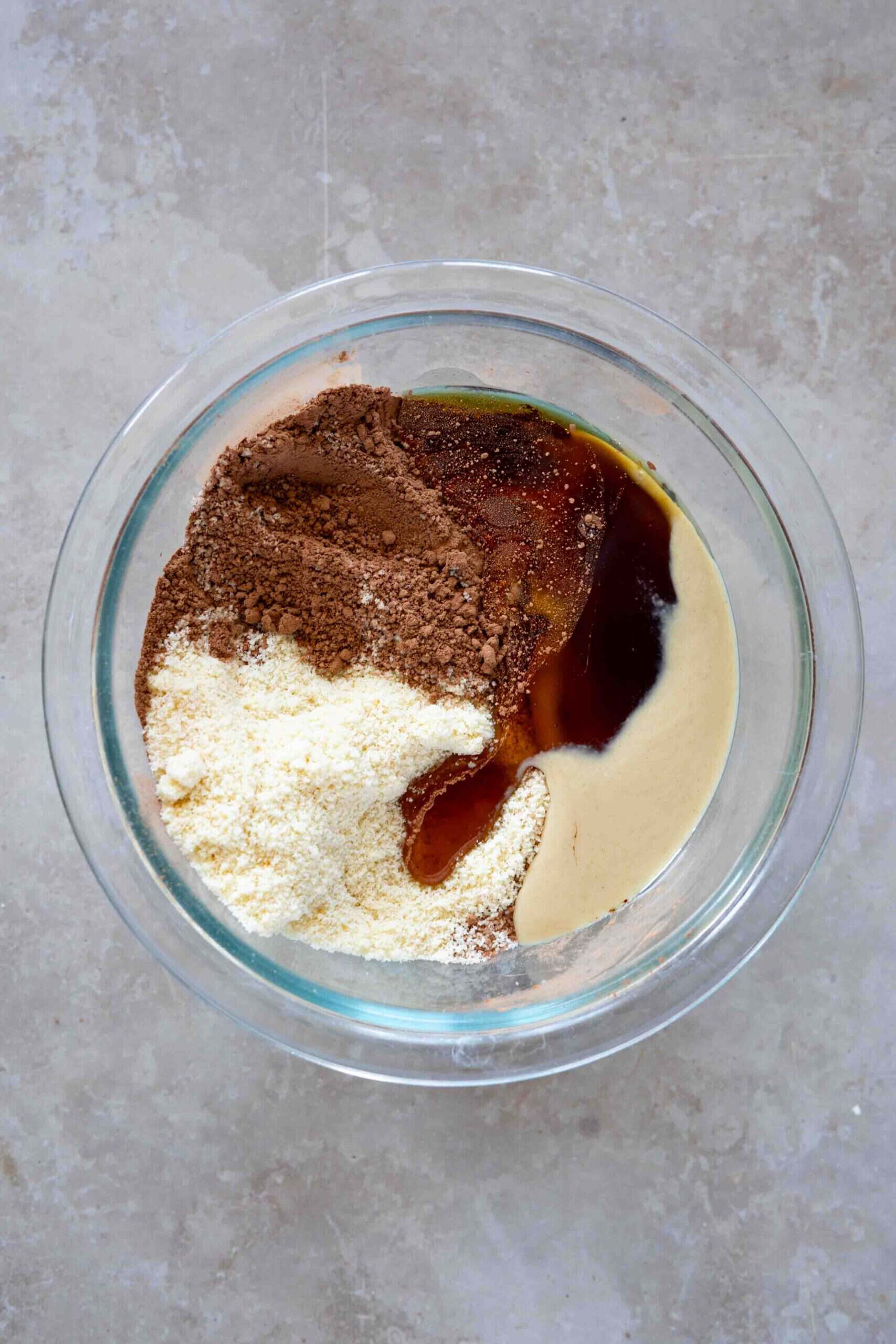 All ingredients placed in a bowl ready for mixing.
