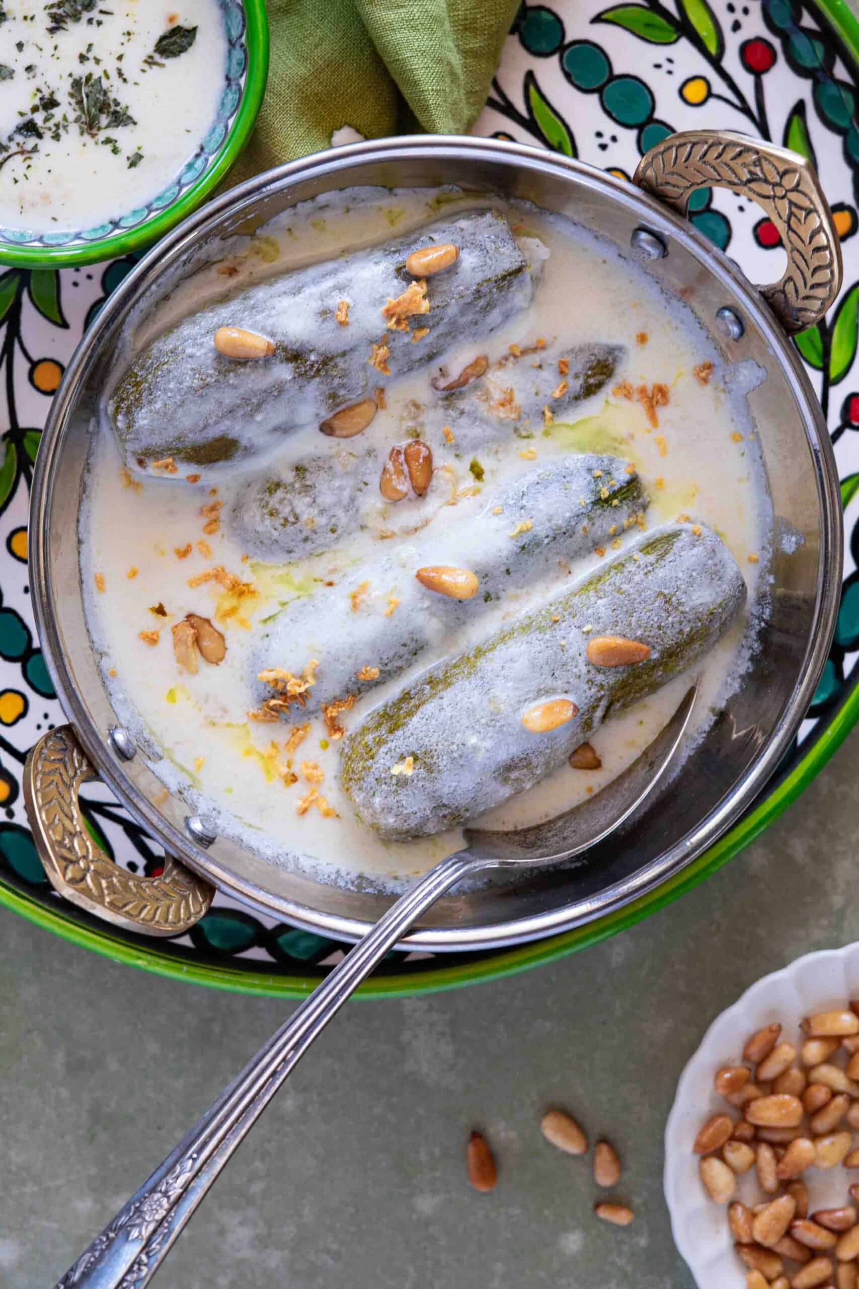 Close up for kousa bil laban on a serving plate