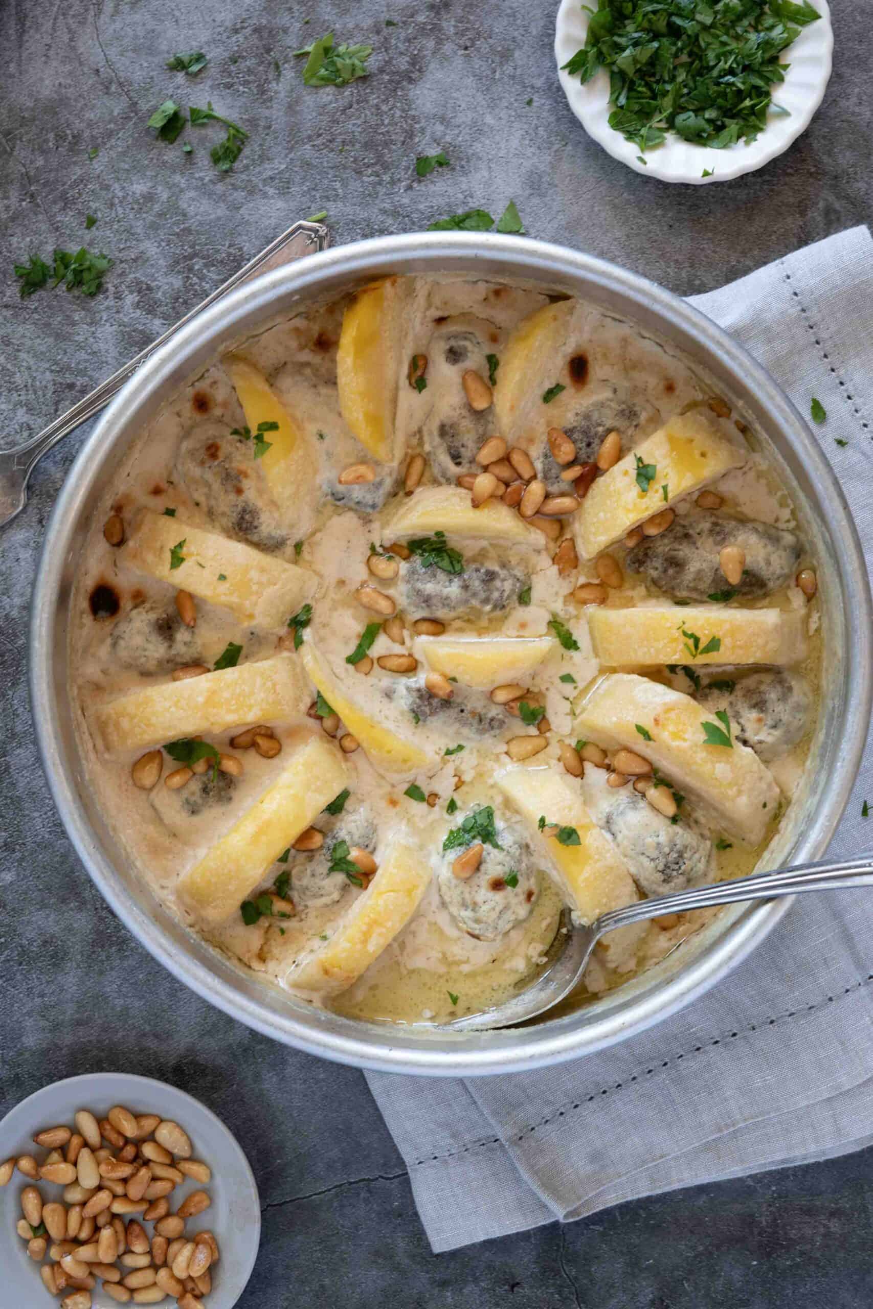 Kafta bil tahini in a baking pot - main photo