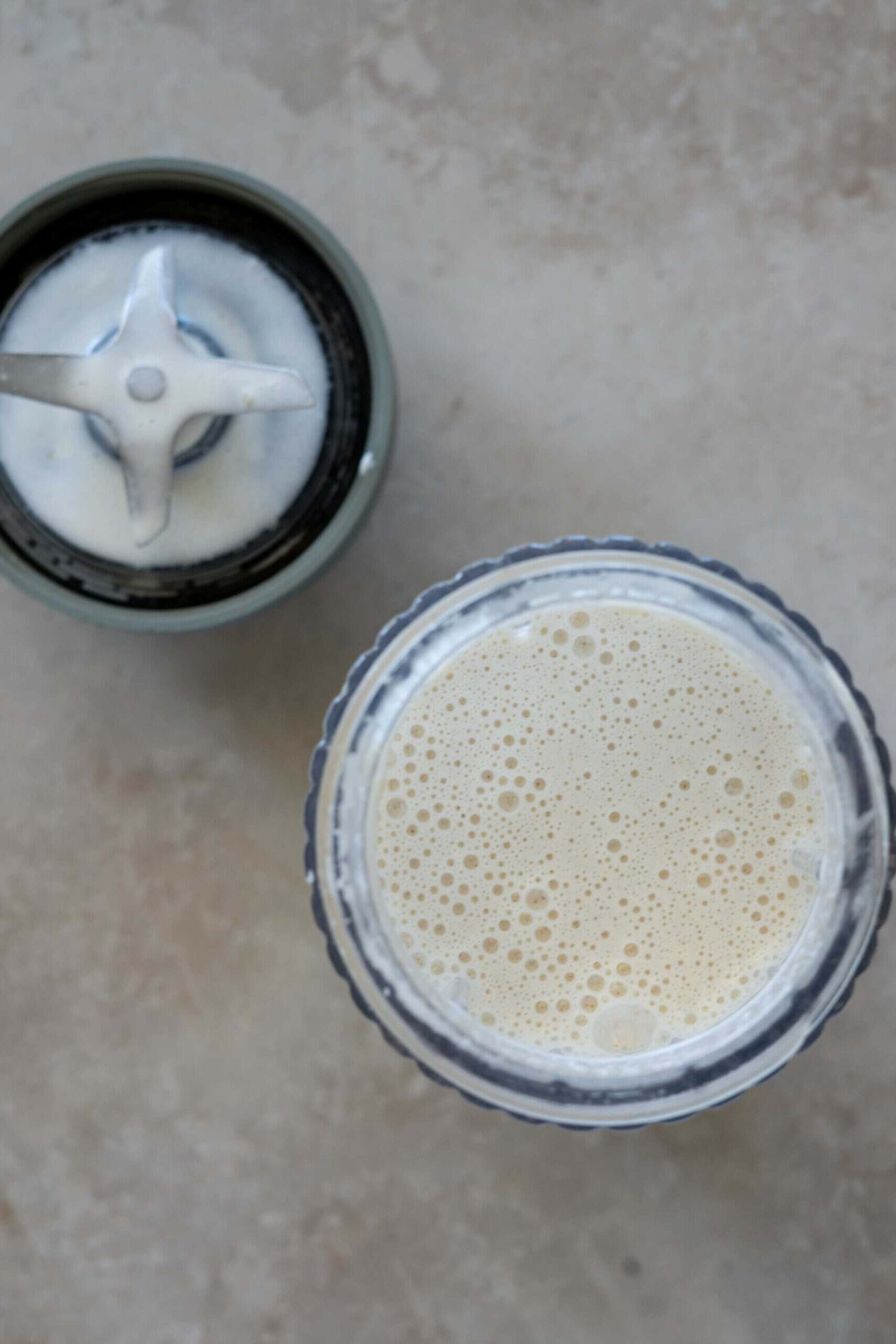 Tahini sauce ingredients blended in blender
